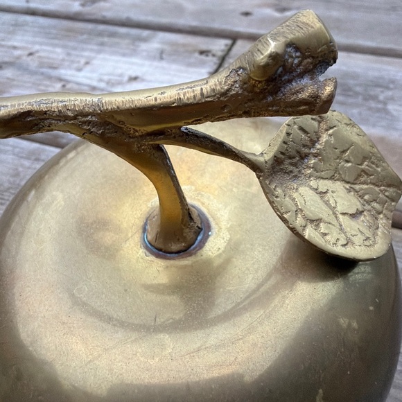 Vintage Apple set of 2 silver plated and brass trinket Box Container - Picture 14 of 15